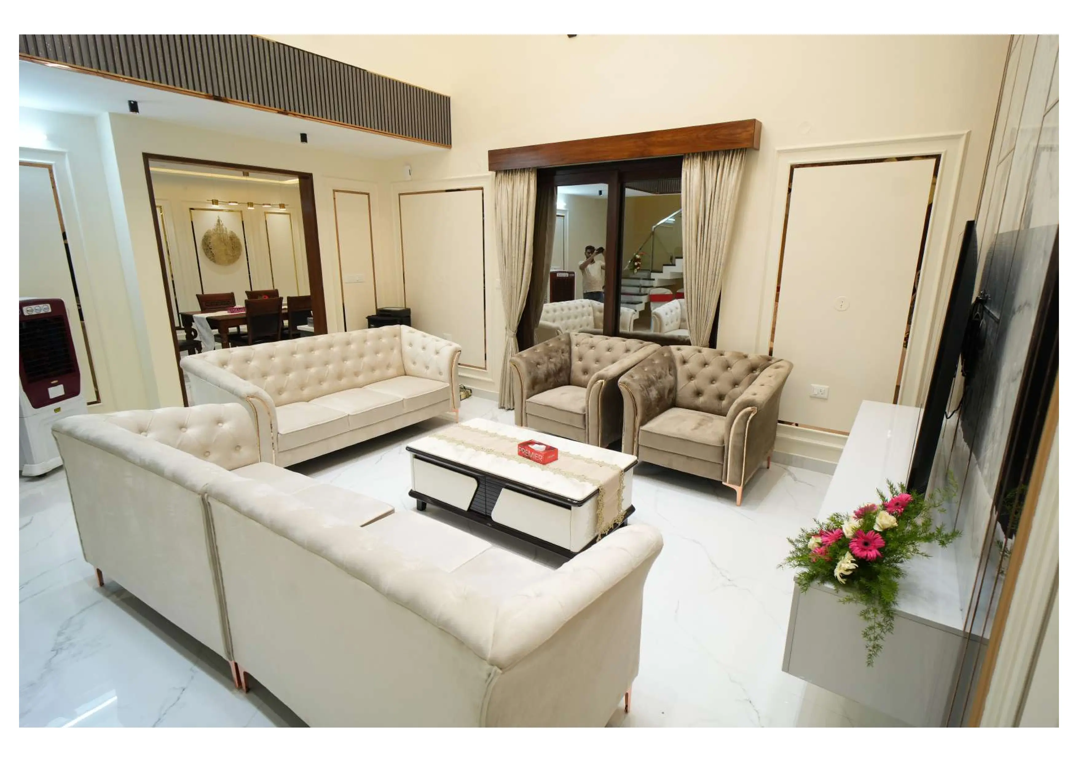 Elegant living space with custom furniture